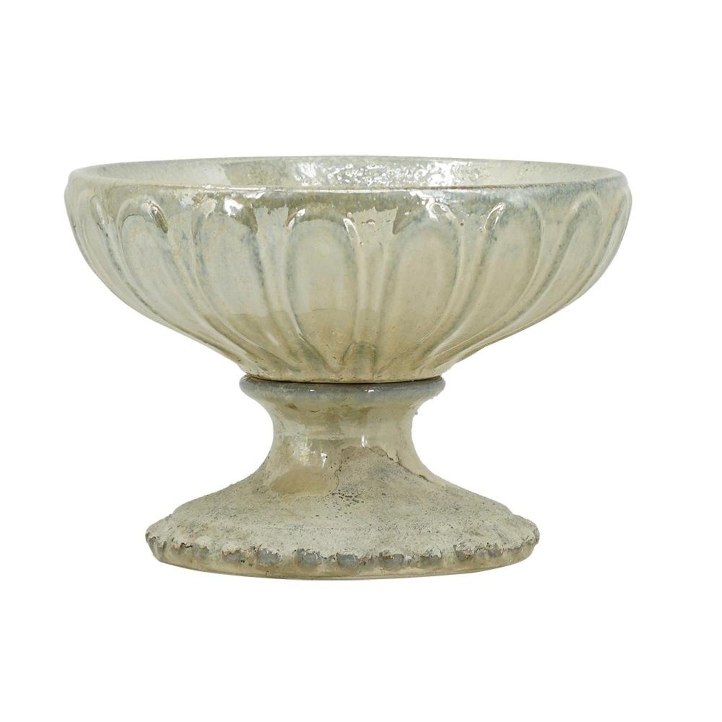 CALABASAS 10" GRAY CERAMIC ROUND PEDESTAL CENTERPIECE BOWL