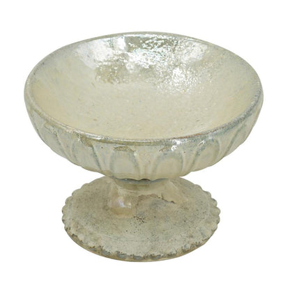 CALABASAS 10" GRAY CERAMIC ROUND PEDESTAL CENTERPIECE BOWL