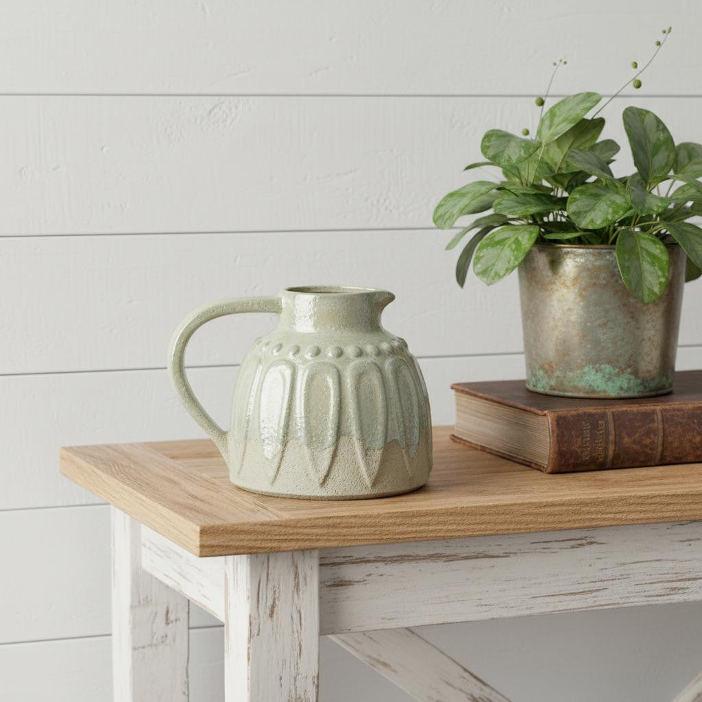 CALABASAS 7" GRAY CERAMIC ROUND JUG VASE - Varnish & Vibe