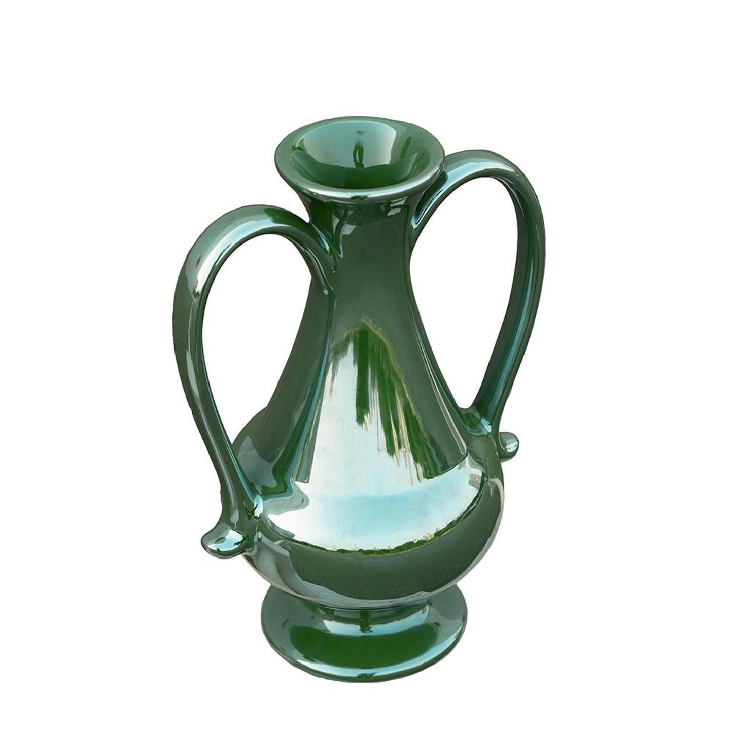 CALABASAS 10" HUNTER GREEN CERAMIC AMPHORA TABLE VASE - Varnish & Vibe