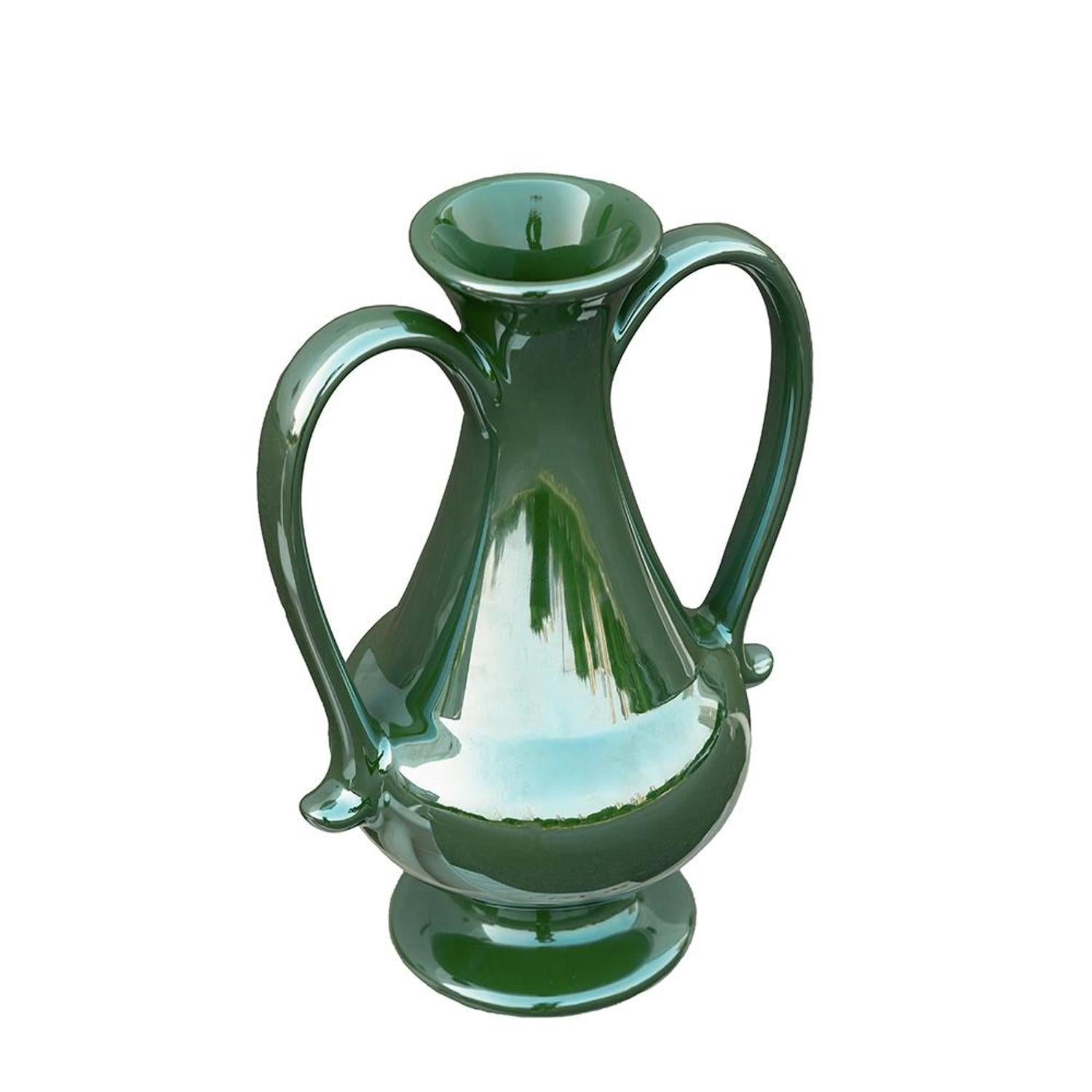 CALABASAS 10" HUNTER GREEN CERAMIC AMPHORA TABLE VASE - Varnish & Vibe