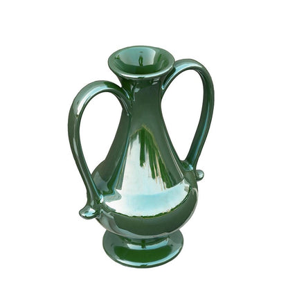 CALABASAS 10" HUNTER GREEN CERAMIC AMPHORA TABLE VASE - Varnish & Vibe