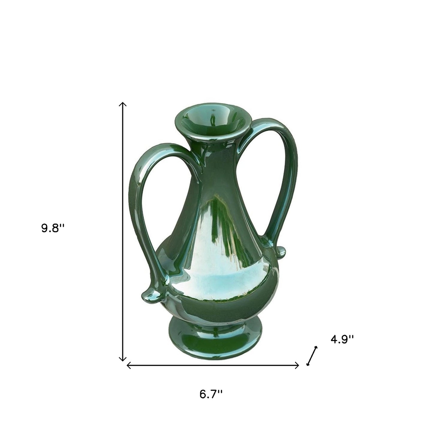 green amphora ceramic table vase, amphora ceramic table vase, ceramic table vase, hunter green amphora ceramic table, green amphora ceramic table