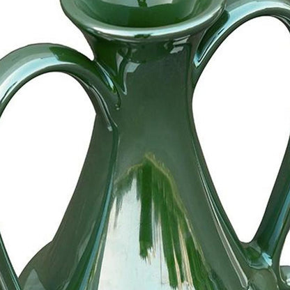CALABASAS 10" HUNTER GREEN CERAMIC AMPHORA TABLE VASE - Varnish & Vibe