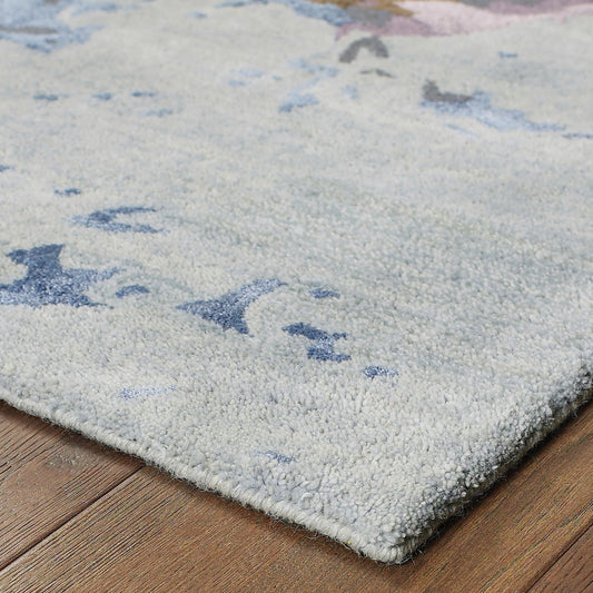 Children's rug with animal patterns on a wooden floor