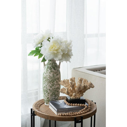 CALABASAS 16" GREEN AND WHITE LEAF CERAMIC AMPHORA TABLE VASE - Varnish & Vibe