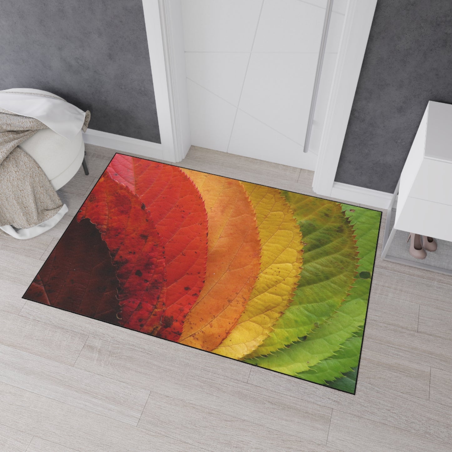 Gradient Leaves Autumn Spectrum Fall Rug