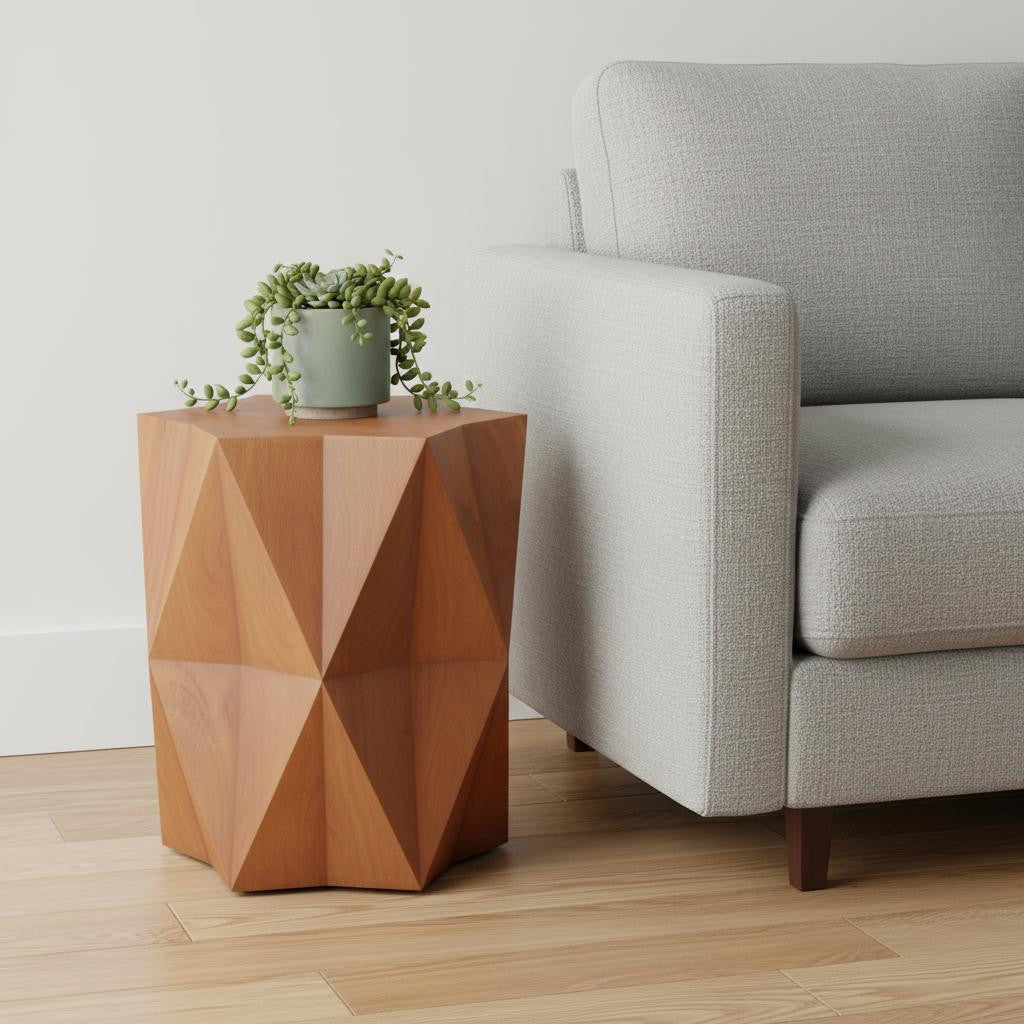 24" BROWN SOLID WOOD END TABLE - Varnish & Vibe