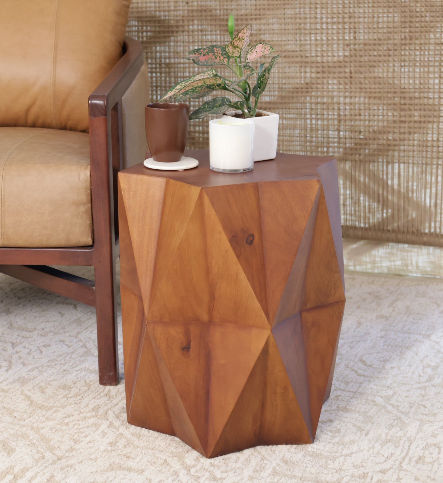 24" BROWN SOLID WOOD END TABLE - Varnish & Vibe