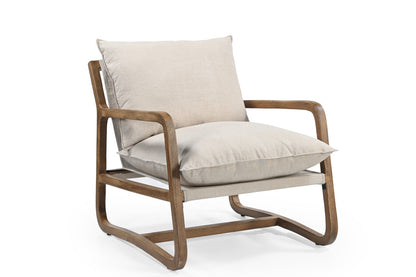 30" BEIGE AND NATURAL LINEN ARM CHAIR - Varnish & Vibe