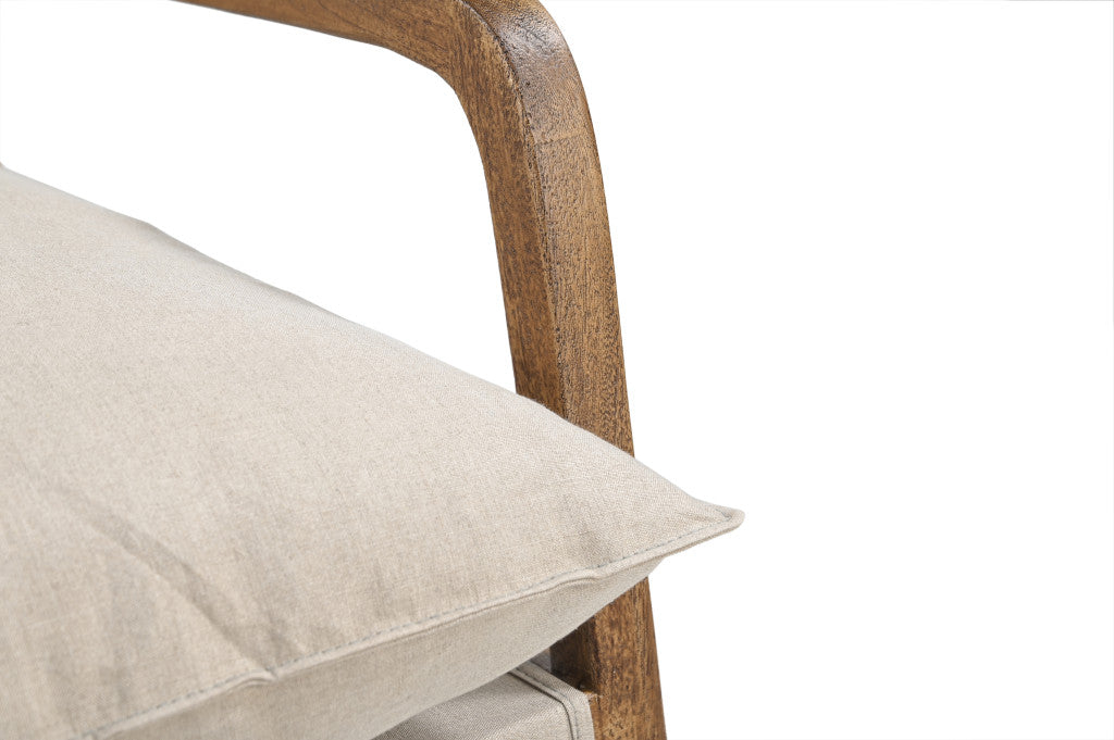 30" BEIGE AND NATURAL LINEN ARM CHAIR - Varnish & Vibe
