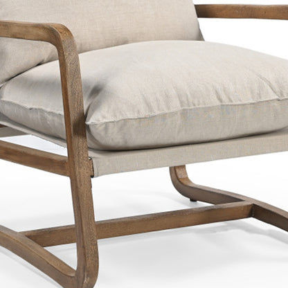 30" BEIGE AND NATURAL LINEN ARM CHAIR - Varnish & Vibe