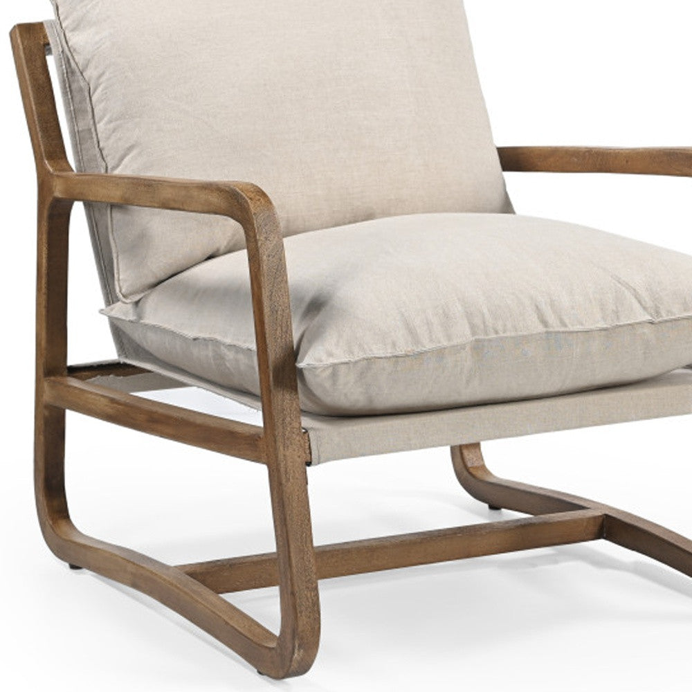 30" BEIGE AND NATURAL LINEN ARM CHAIR - Varnish & Vibe