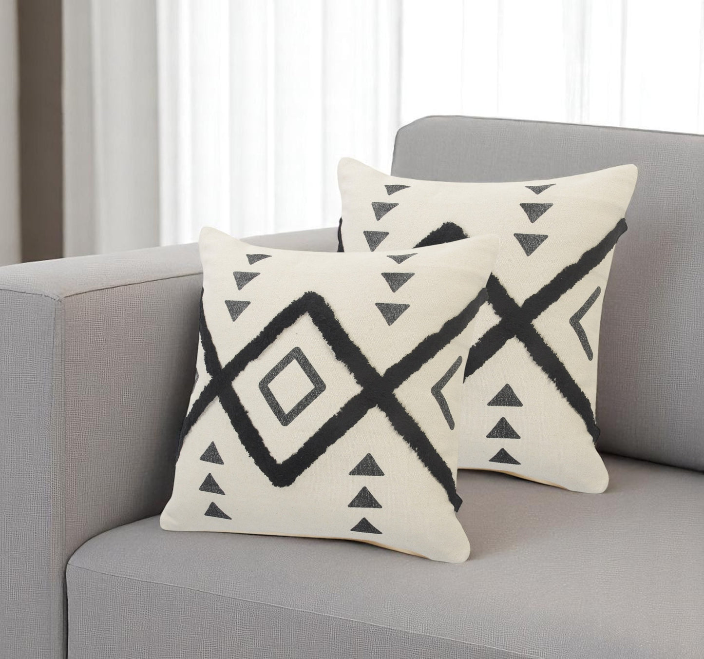 HERMOSA SET OF TWO BRIGHT GEOMETRIC THROW PILLOWS