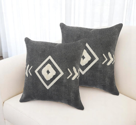 HERMOSA SET OF TWO DARK GEOMETRIC THROW PILLOWS
