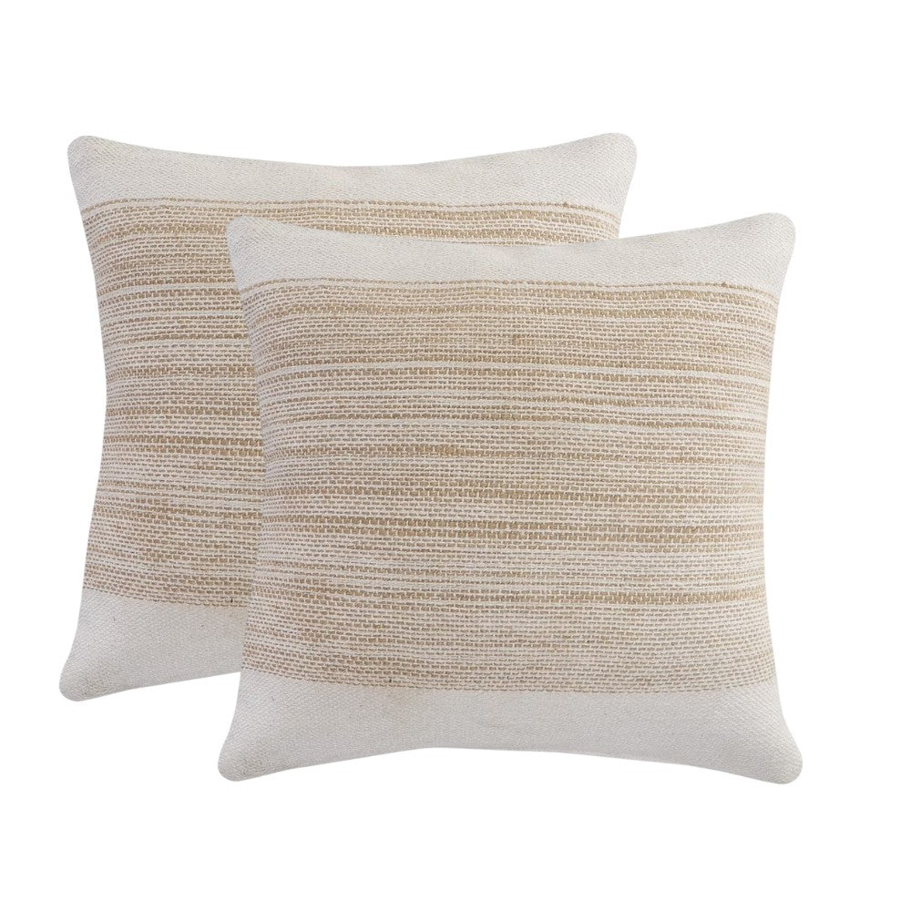 REDONDO SET OF TWO WHITE AND SAND THROW PILLOWS