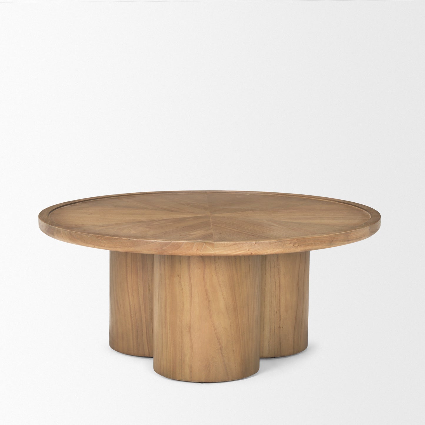CALABASAS 39" NATURAL SOLID WOOD ROUND PEDESTAL COFFEE TABLE - Varnish & Vibe