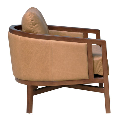CALABASAS 32" BROWN GENUINE LEATHER ARM CHAIR - Varnish & Vibe