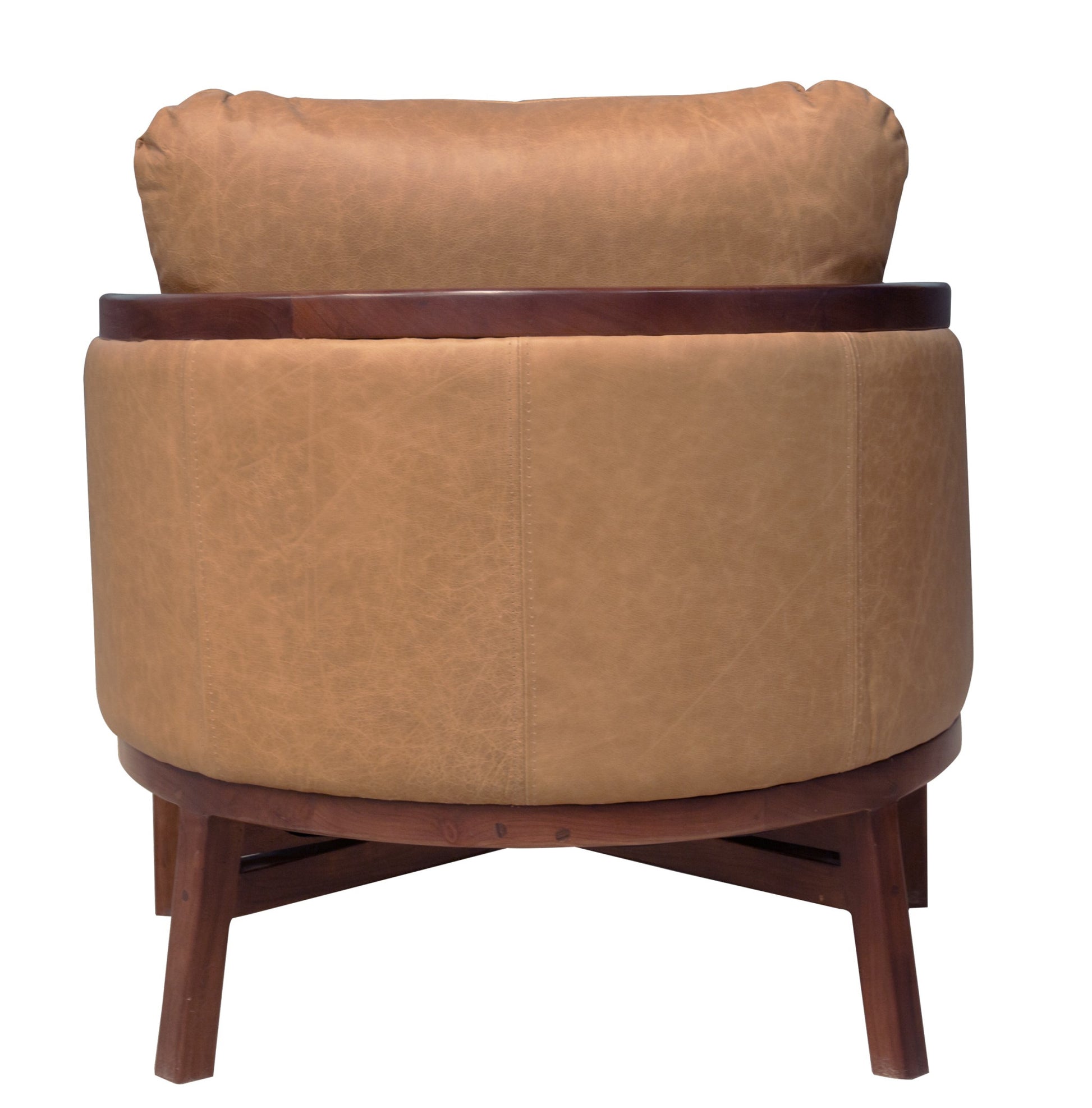 CALABASAS 32" BROWN GENUINE LEATHER ARM CHAIR - Varnish & Vibe