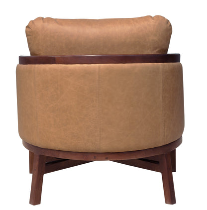 CALABASAS 32" BROWN GENUINE LEATHER ARM CHAIR - Varnish & Vibe