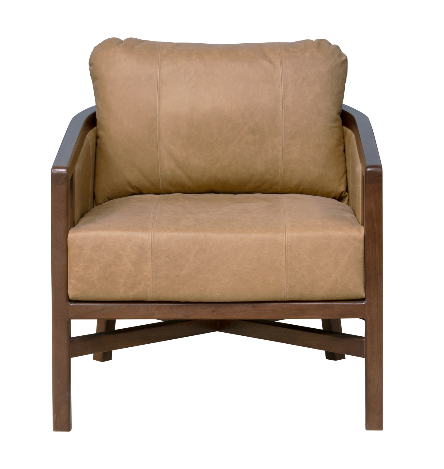 CALABASAS 32" BROWN GENUINE LEATHER ARM CHAIR - Varnish & Vibe