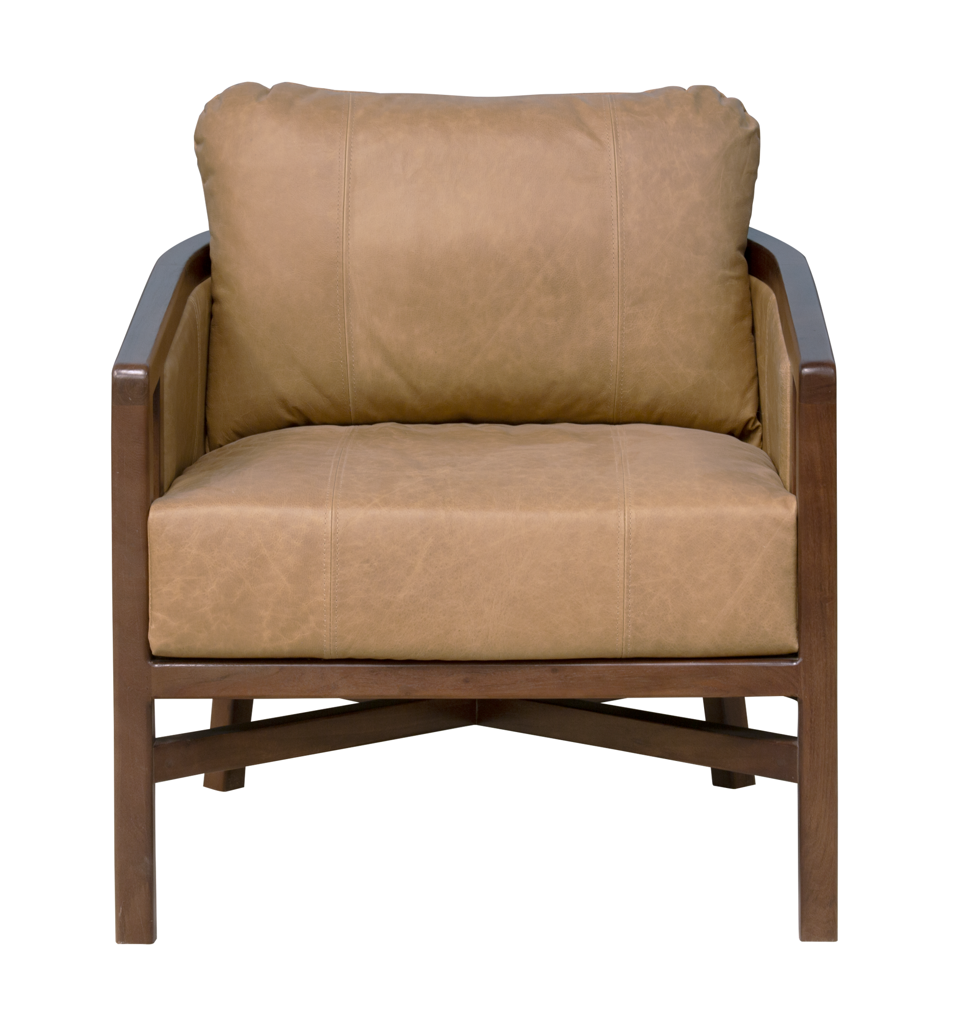 CALABASAS 32" BROWN GENUINE LEATHER ARM CHAIR - Varnish & Vibe