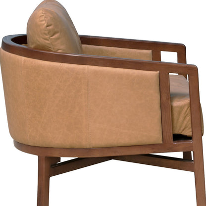 CALABASAS 32" BROWN GENUINE LEATHER ARM CHAIR - Varnish & Vibe