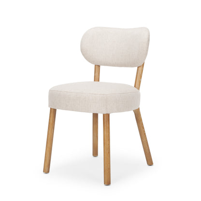 PALISADES SET OF TWO BEIGE AND BROWN FABRIC OPEN BACK DINING SIDE CHAIRS - Varnish & Vibe