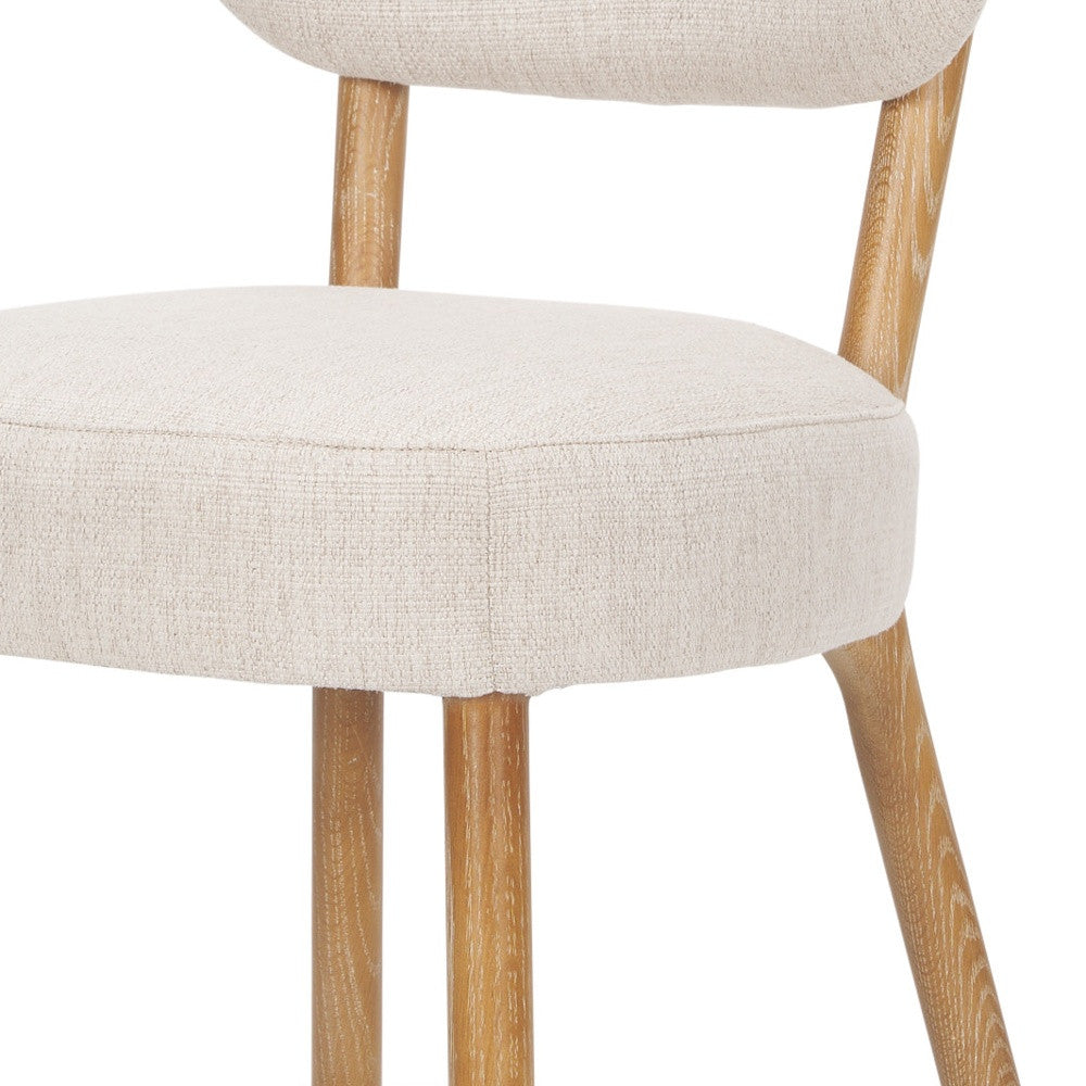 PALISADES SET OF TWO BEIGE AND BROWN FABRIC OPEN BACK DINING SIDE CHAIRS - Varnish & Vibe