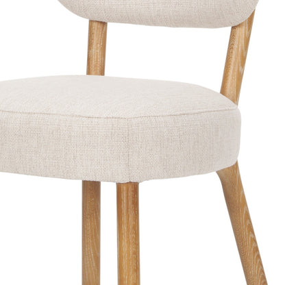 PALISADES SET OF TWO BEIGE AND BROWN FABRIC OPEN BACK DINING SIDE CHAIRS - Varnish & Vibe