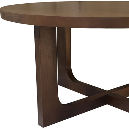 CALABASAS 36" BROWN SOLID WOOD ROUND CROSS LEGS COFFEE TABLE - Varnish & Vibe