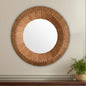 MALIBU 30" BROWN SOLID WOOD FACETED AND BEADED ROUND FRAMED ACCENT MIRROR - Varnish & Vibe