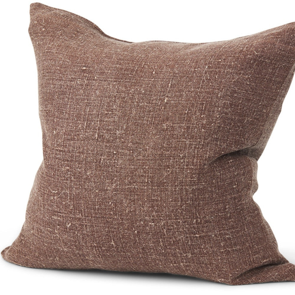 PALISADES 22" BROWN LINEN THROW PILLOW COVER WITH TEXTURE - Varnish & Vibe