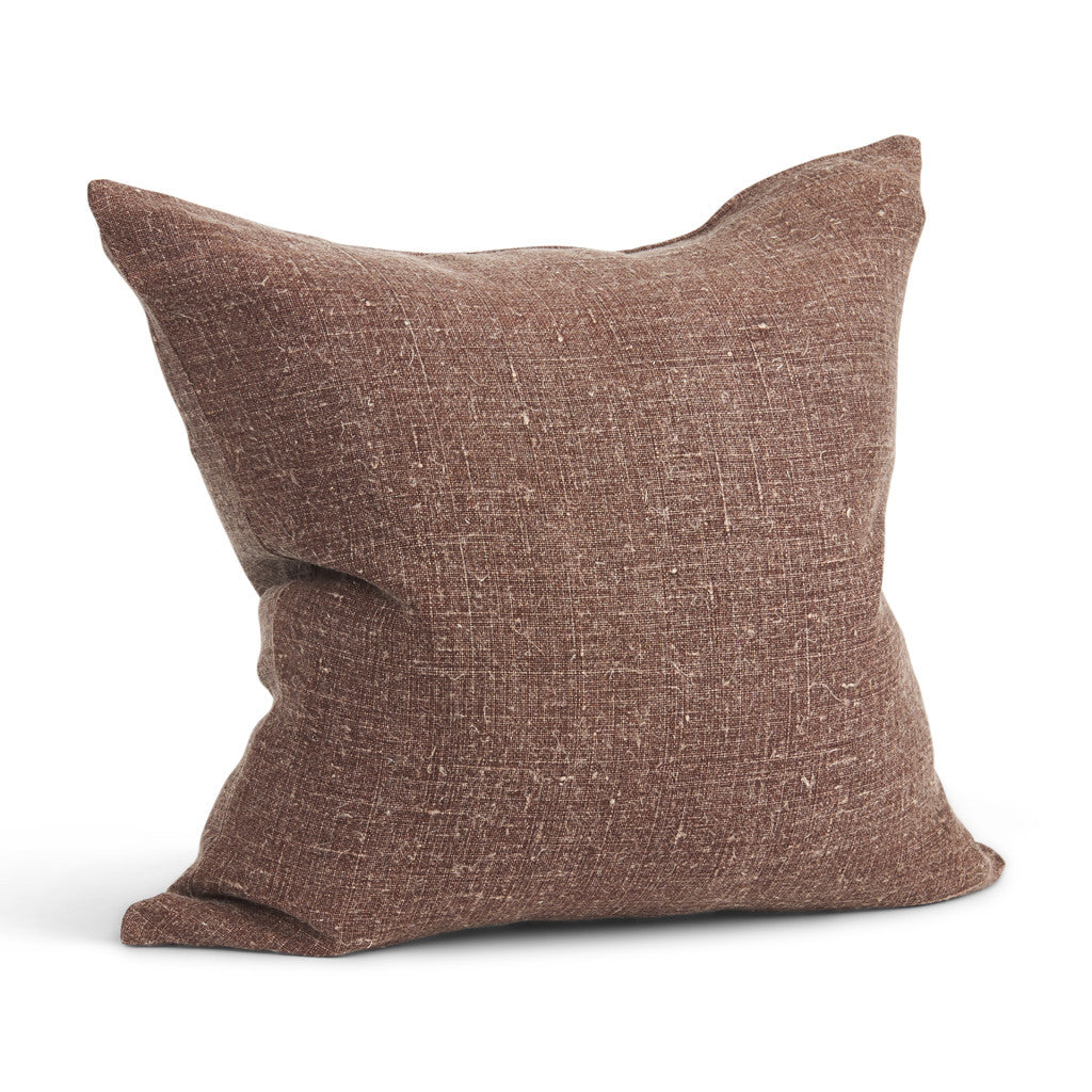 PALISADES 22" BROWN LINEN THROW PILLOW COVER WITH TEXTURE - Varnish & Vibe