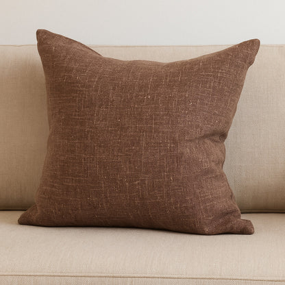 PALISADES 22" BROWN LINEN THROW PILLOW COVER WITH TEXTURE - Varnish & Vibe