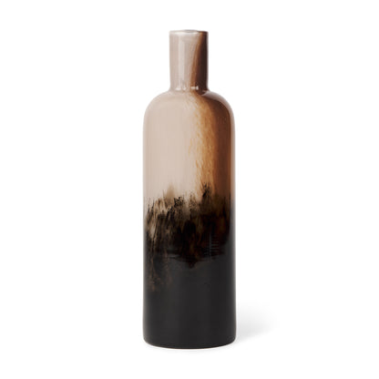 LAUREL 11" AMBER CREAM AND DARK BROWN ABSTRACT GLASS TABLE VASE
