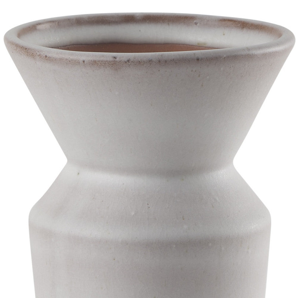 10" CREAM CERAMIC TABLE VASE