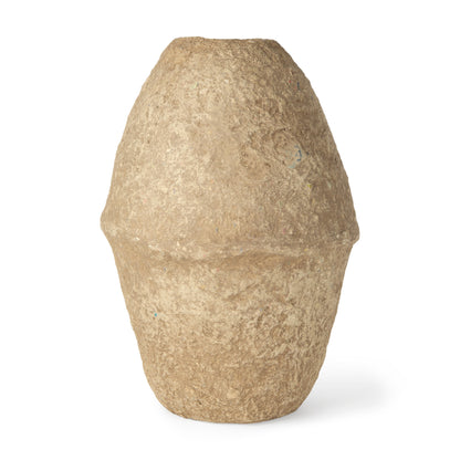 18" BEIGE PAPER MACHE CYLINDER TABLE VASE - Varnish & Vibe
