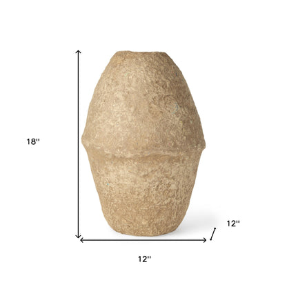 beige cylinder clay table vase, cylinder clay table vase, clay table vase, 18" beige cylinder clay table, beige cylinder clay table