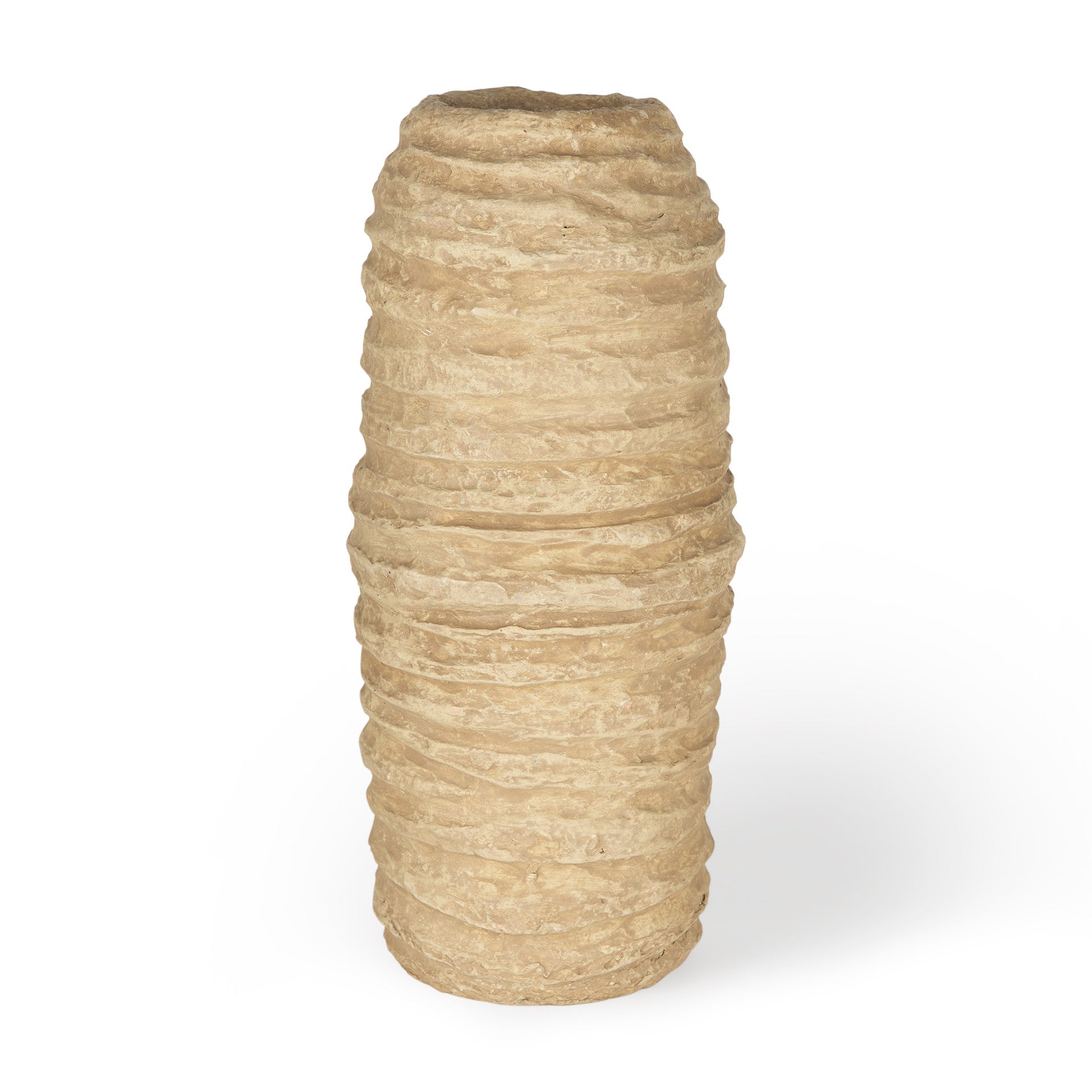 18" BEIGE PAPER MACHE TABLE VASE - Varnish & Vibe