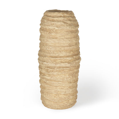 18" BEIGE PAPER MACHE TABLE VASE - Varnish & Vibe