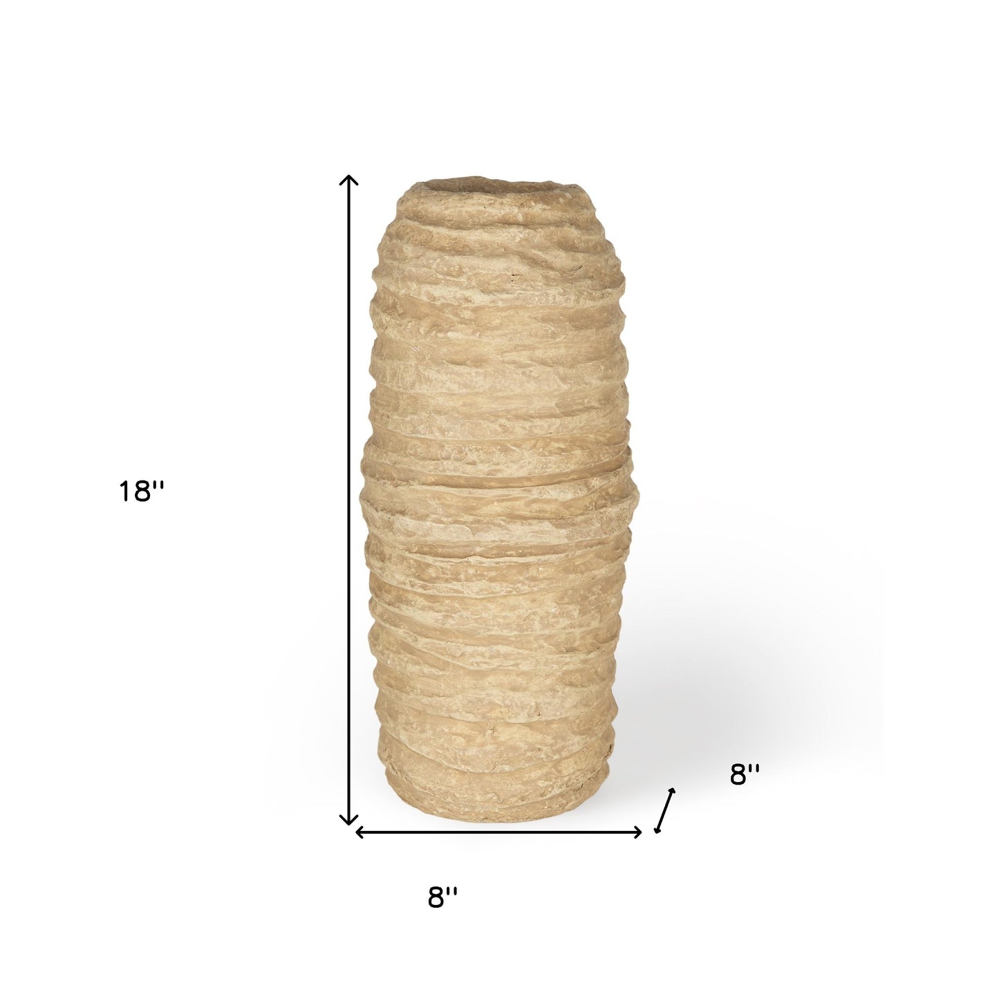 18" beige clay table vase, beige clay table vase, clay table vase, 18" beige clay table, beige clay table