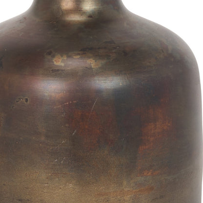 LAUREL 9" ANTIQUED GOLD METAL CYLINDER TABLE VASE