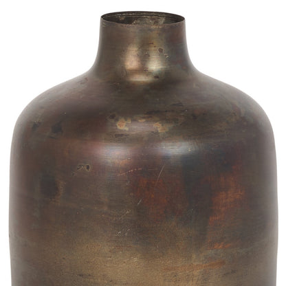 LAUREL 9" ANTIQUED GOLD METAL CYLINDER TABLE VASE