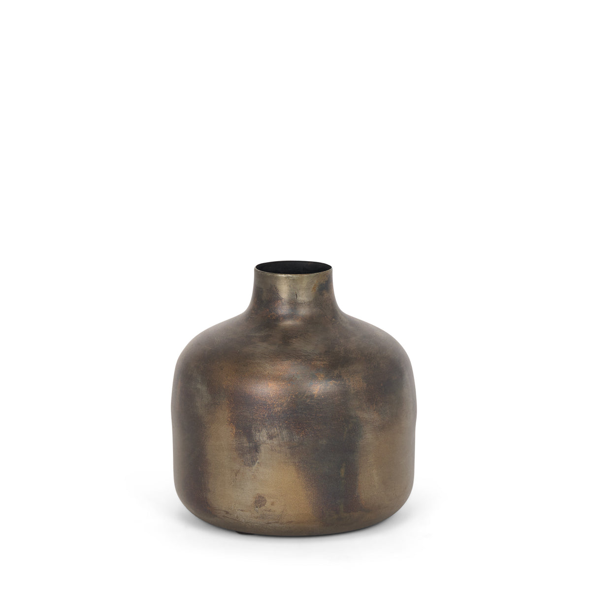 LAUREL 7" ANTIQUED GOLD METAL CYLINDER TABLE VASE