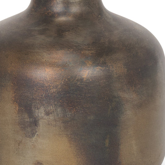 LAUREL 7" ANTIQUED GOLD METAL CYLINDER TABLE VASE