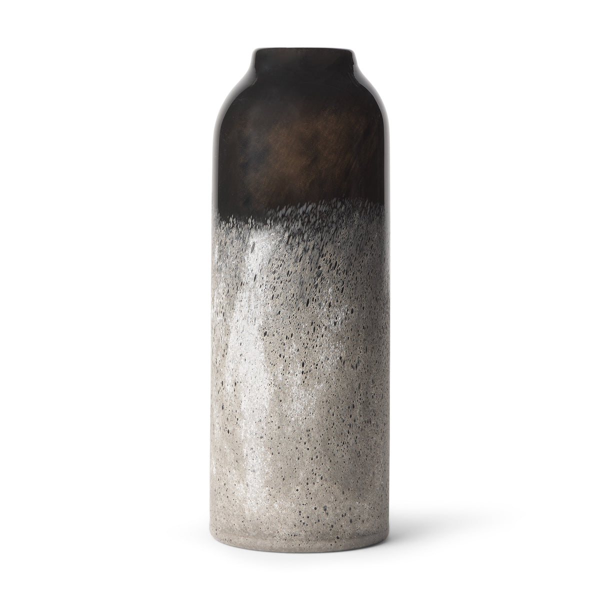 LAUREL 12" BLACK AND GRAY GLASS CYLINDER TABLE VASE