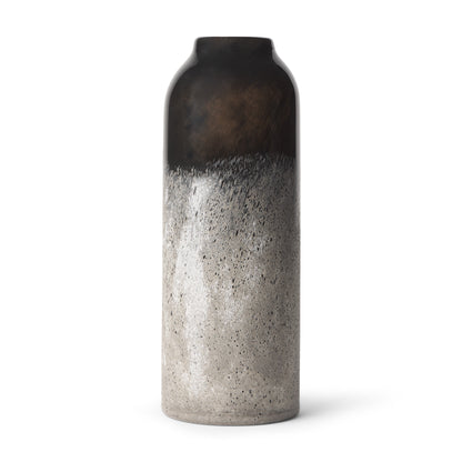 LAUREL 12" BLACK AND GRAY GLASS CYLINDER TABLE VASE