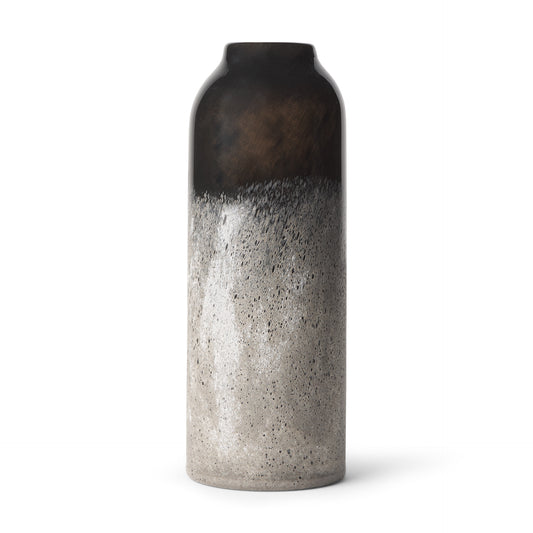 LAUREL 12" BLACK AND GRAY GLASS CYLINDER TABLE VASE