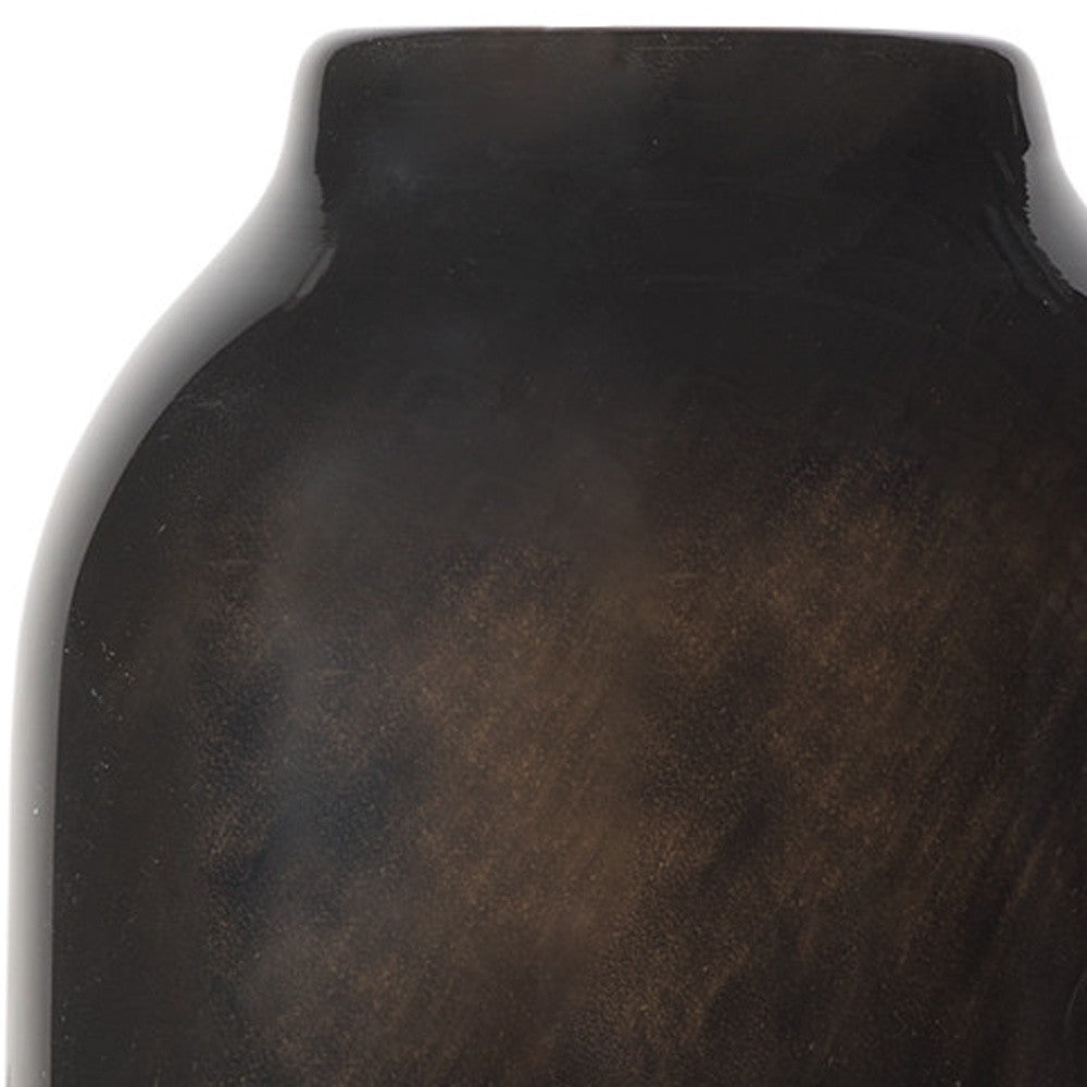 LAUREL 12" BLACK AND GRAY GLASS CYLINDER TABLE VASE